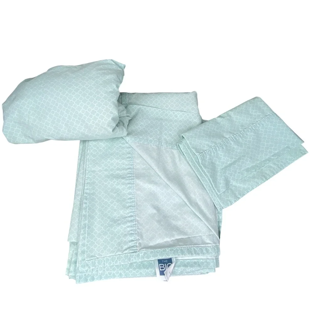 The‎ Big One Easy-Care Twin Blue Trellis Sheet Set Pima Cotton Blend 275TC
